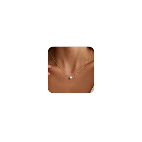 Gold Pearl Necklaces for Women - White Pearls Jewelry Gifts Wedding Bride Bridesmaid Jewelry - color: Gold-Single Round Pearl