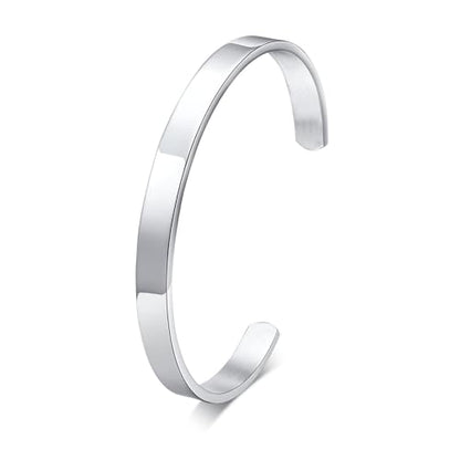 Stainless Steel Mens Cuff Bracelet : Minimal Cool Silver/Black/Gold Plated Open Metal Cuff Bangle Bracelets for Men,Mens Bracelet Jewelry Gift - color: Silver-Single, size: Large( fit 7" to 8.5" wrist)