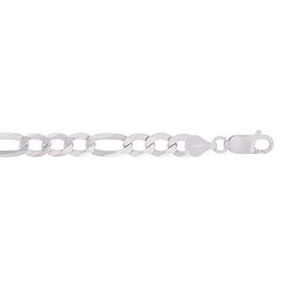 14K Gold or Rhodium Plated Silver Figaro Chain For Men | 1mm-13mm Thick | Solid 925 Figaro Italian Necklaces For Men - style: 6.60MM- White