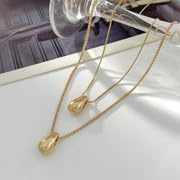 Layered Necklace for Women Gold Silver Heart Pearl Waterdrop Lariat Boho Jewelry Gifts - color: Gold Layered Necklace