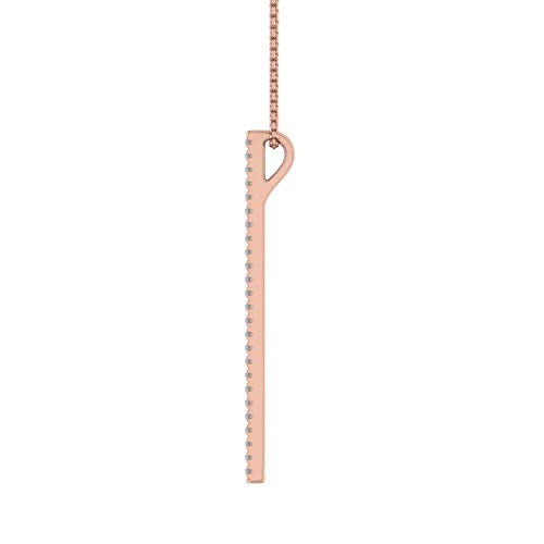 1/10 Carat Diamond Vertical Bar Pendant Necklace in 10K Solid Gold (Silver Chain Included) - color: Rose Gold