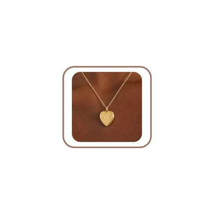 Gold Initial Heart Letter Pendant Necklace Jewelry for Women | 14K Gold Plated Fashion Waterproof Statement Cute Necklaces Dainty Personalized Name Friendship Couple Gifts for Women - color: Initial S