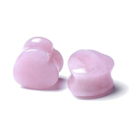 2 Pcs Stone Ear Gauges Earrings Heart-shaped Ear Gauges Plugs Jewelry 6mm(2g) - color: StyleB, size: 6mm(2g)