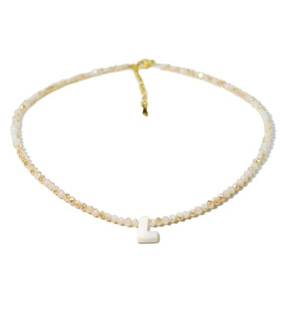 Tanyoyo Initial Necklaces for Women - Trendy Beaded Choker Necklace for Women, Handmade Letter Choker Necklace Jewelry for Women - style: L