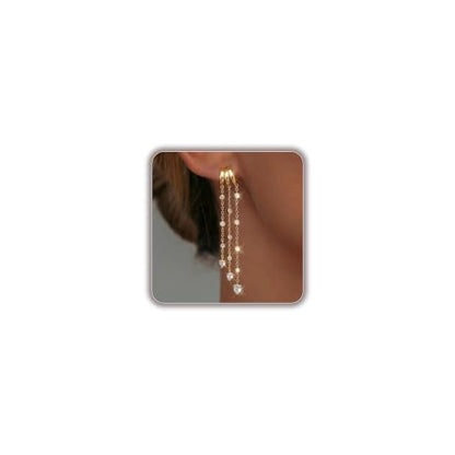 14K Gold Plated Dangle Earrings for Women, Dainty Hoop Huggie Studs, Long Hanging Tassel Chain Multi Pierced Ear Stacking Jewelry Gifts - color: CZ Drop Dangle-Gold