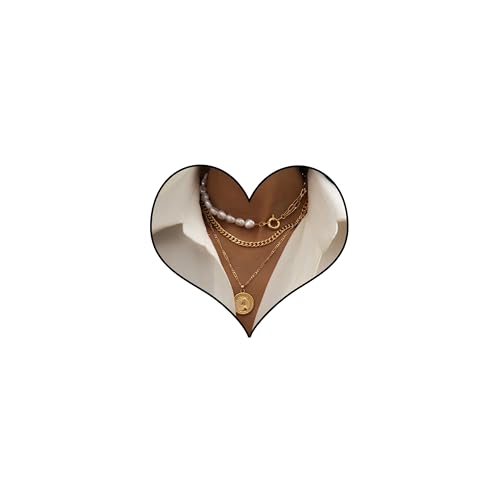 Gold Layered Necklaces for Women Chunky Layered Gold Necklaces Stacked Paperclip Chain Pearl Necklace Herringbone Toggle Clasp Choker Trendy Statement Jewelry Gifts - color: A2:gold layered necklace