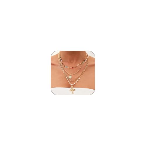 Cross Necklace for Women Gold Layered Long Cross Pendant Necklace Pearl Lariat Statement Necklaces Christian Gifts - color: B2:silver