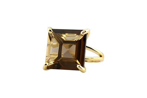 Smoky Quartz 14k Gold Ring - Signature Handmade Stone Rings For Women - Statement Ring, Natural Gemstone Jewelry, Ring for Women - Custom Size and Engraving- with Box