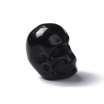 Elecrelive 5Pcs Gemstone Carved Skull Beads Black Obsidian Stone Halloween | Skeleton Head Beads for Halloween Necklace Bracelets Earrings Jewelry Making - color: Black