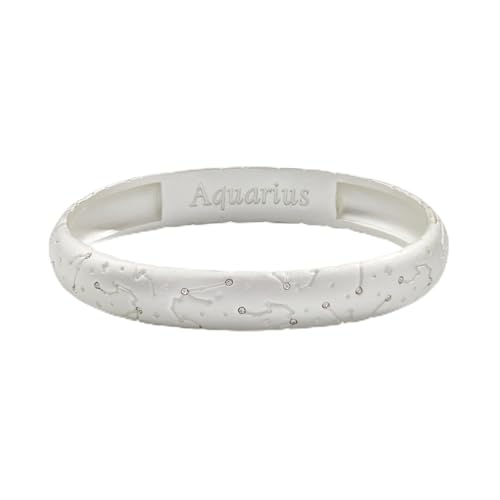 Alex and Ani Aquarius Zodiac Hinge Bangle - color: Shiny Silver