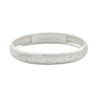Alex and Ani Aquarius Zodiac Hinge Bangle - color: Shiny Silver