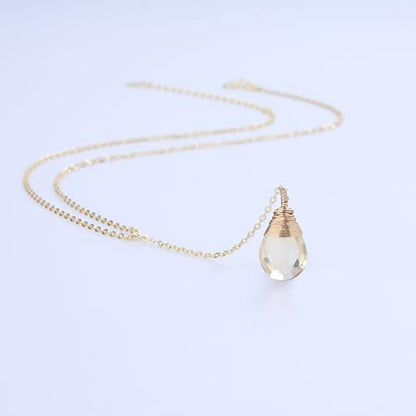 COAI 14K Gold Plated Sterling Silver Lariat Necklace for Women, Drop Dangle Trendy Y Necklace, Amethyst/Cirtine - color: Citrine
