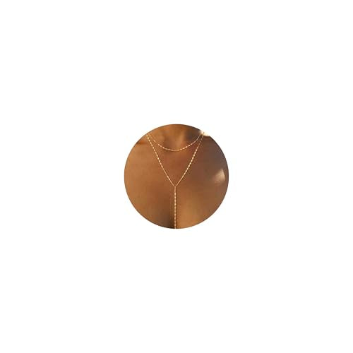 Lariat Necklace for Women, Dainty Long Necklaces, 14k Gold/Silver Plated Y-Shaped Drop Chain Necklace, Simple Layered Necklaces, Trendy Jewelry Gifts - style: Double Lip Chain-Gold