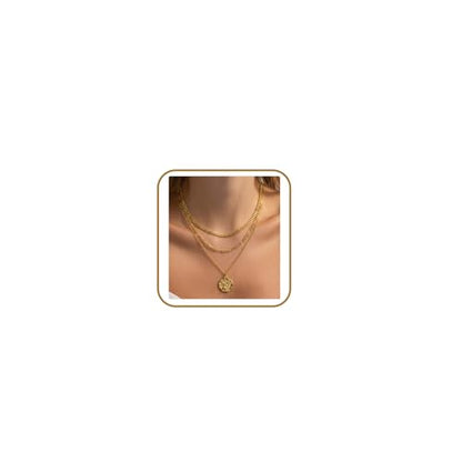 Layered Gold Necklaces for Women14K Gold Planted Non Tarnish | Cuban, Herringbone,Figaro,Paperclip Chain Layering Stack Choker Necklace , Trendy Jewelry Gift for Women - color: A