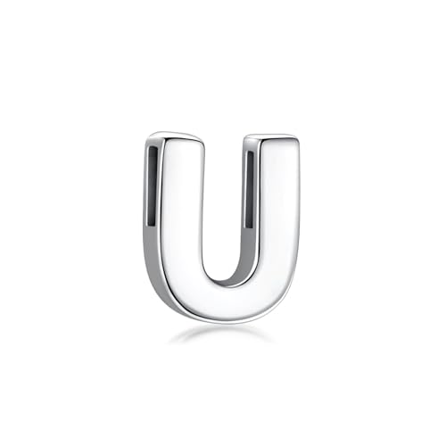CANDYFANCY Initial Pendant 925 Sterling Silver Letters Personalized Alphabet Pendant Fit 1mm Box Chain - color: Alphabet U Pendant