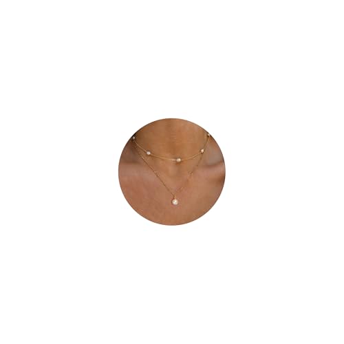 Pearl Necklace for Women- 14K Gold-plated/White Gold-plated Dainty Pearl Necklace for Women - color: Gold Layered 325