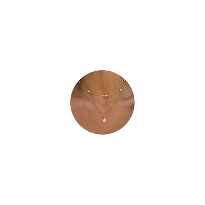 Pearl Necklace for Women- 14K Gold-plated/White Gold-plated Dainty Pearl Necklace for Women - color: Gold Layered 325