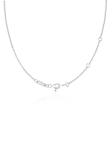 S925 Sterling Silver Chain Necklace for Women, 18 inch Adjustable, Classic, Fashionable, Versatile, Unique Safety Buckle Design, Silver Necklace Gift - color: White Gold