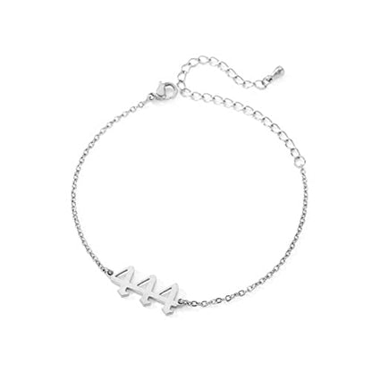 PAMTIER Angel Number Ankle Bracelet for Women Adjustable Chain | Stainless Steel, Dainty Simple Numerology Jewelry Gift - color: 8.3+2inch, Silver 444