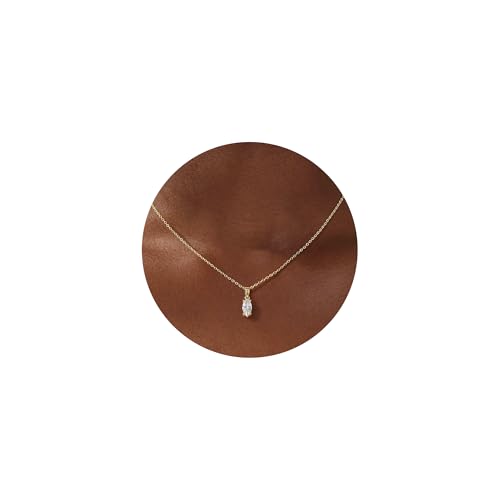 Turandoss Cubic Zirconia Necklace for Women, 14K Gold Plated Necklace | Gold Choker Necklace for Women, Trendy CZ Pearl Necklace, Simple Wedding Prom Jewelry, Bridesmaids Gifts - color: Marquise Cut Zircon
