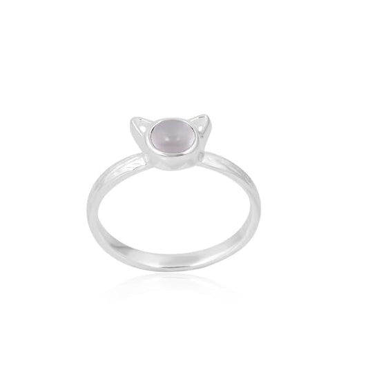 PANOPLY 925 Sterling Silver Natural Gemstone Rings for Women, Handmade Minimalist Promise Engagement Rings for Couples, Stylish Cute Daily Wear Ring, Anti Tarnish Trendy Jewelry Gift for Girls - color: Silver, Milky White