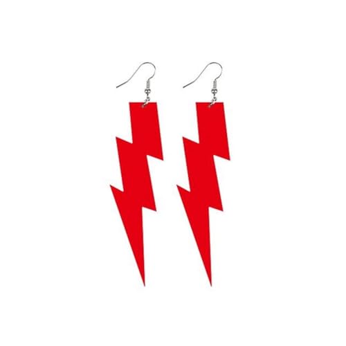 80s 90s Neon Earrings Fluorescence Retro Acrylic Lightning Drop Dangle Earring for Women Party Jewelry - color: red