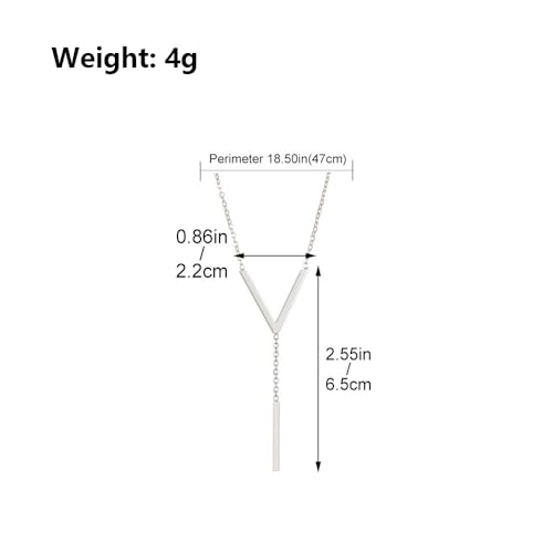 Simple Gold Bar Necklace for Women,Dainty Long Chain Lariat Necklaces Trendy Silver Statement Y Necklace,Charm Everyday Jewelry Accessories Gifts - color: Silver