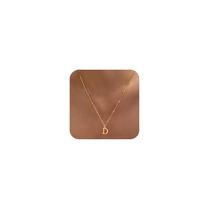 Initial Necklaces for Women Dainty 14k Gold Plated A-Z Letter Pendant Name Necklaces Cute Charm Choker Fashion Accessories Non Tarnish Trendy Jewelry Gift - color: Gold, style: D