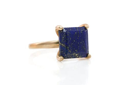 Lapis Lazuli in 14k Rose Gold Filled Ring - Square Ring for Special Occasions, Birthday, Holiday and Anniversary for Her - Handmade Jewelry with Box