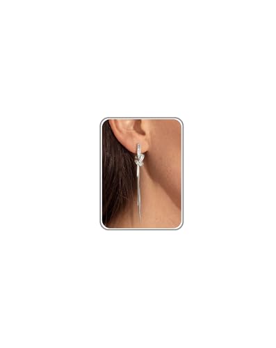 Statement Earrings for Women | Chunky Gold Hoops Rhinestone Thick Hoop Earrings 14K Gold Plated Hypoallergenic - color: silver-long