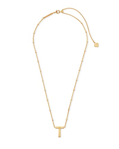 Kendra Scott Letters A-Z Pendant Necklace for Women, Fashion Jewelry, 14k Gold-Plated Brass - color: Letter T