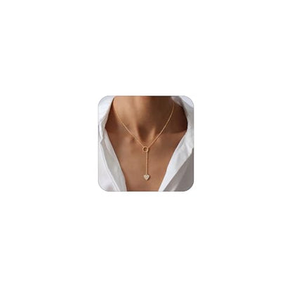 VIROMY Gold Long Y Necklaces for Women Trendy - Dainty Lariat Chain Drop Pendant Necklace for Women Gold Statement Jewelry - color: Y Necklace 09