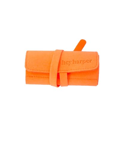 Hey Harper Travel Jewelry Organizer Roll – Compact Storage Pouch for Rings, Earrings, Necklaces & Bracelets – Foldable Case for Women (Included Only Roll) (Orange) - color: Orange