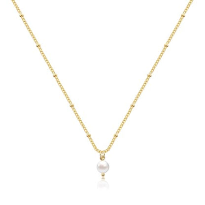 Pearl Necklaces for Women, Dainty Gold Necklace 14K Gold Plated Charm CZ Pearl Pendant Necklace Simple Gold Pearl Choker Necklaces for Women Trendy Wedding Womens Jewelry - color: satellite pearl necklace-gold