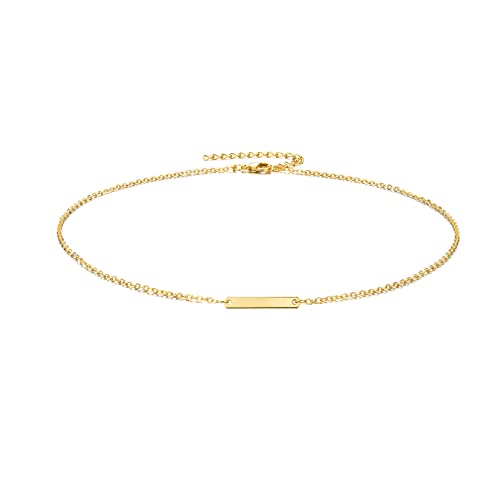 itianxi Dainty Cross Charm Pendant Necklaces,14K Gold Tiny Three Ball Necklace,Simple Fashion Jewelry for Women - color: bar charm