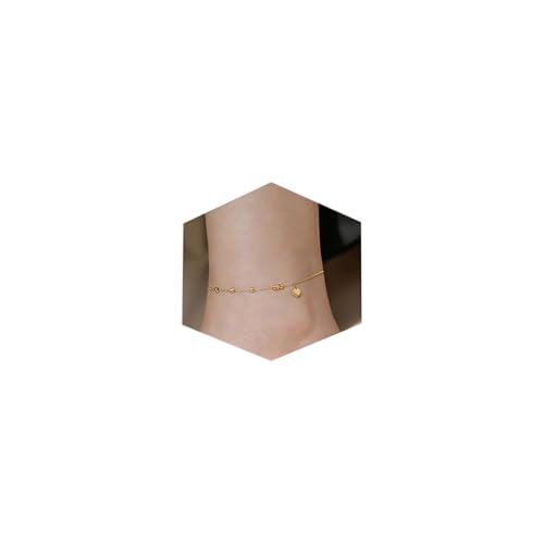 MODRSA Toe Rings for Women Toe Rings and Anklets for Women Toe Ring Adjustable Toe Rings Silver Rose Gold - color: F2-Anklet - Heart Beads gold