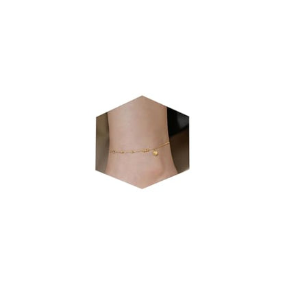 MODRSA Toe Rings for Women Toe Rings and Anklets for Women Toe Ring Adjustable Toe Rings Silver Rose Gold - color: F2-Anklet - Heart Beads gold