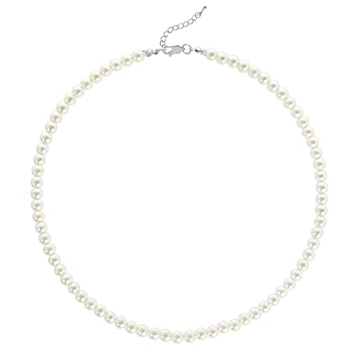 BABEYOND Round Imitation Pearl Necklace Wedding Pearl Necklace for Brides - color: White, size: 6mm