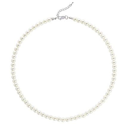 BABEYOND Round Imitation Pearl Necklace Wedding Pearl Necklace for Brides - color: White, size: 6mm
