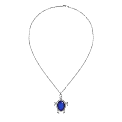 FM FM42 Temperature Sensing Color Changing Pendant Necklace with 19.29" Stainless Steel Rolo Chain - color: Sea Turtle