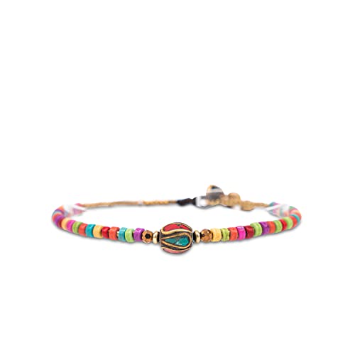 Made by Nami Boho Surfer Anklet Waterproof & Adjustable Beaded Anklets for Women Beachy Ankle Bracelet Made from Waxed Cotton Rope and Beads for Summer and Hippie Style - color: Oriental
