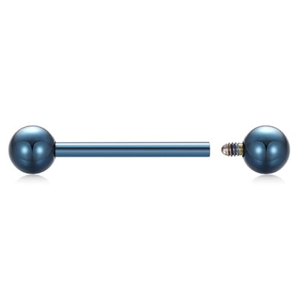 PEAKLINK Internally Threaded Nipple Rings Titanium Nipple Bars Piercing Jewelry 1 Pair Tongue Rings Eyebrow Jewelry Bridge Piercings - color: Blue Nipple Straight Barbell
