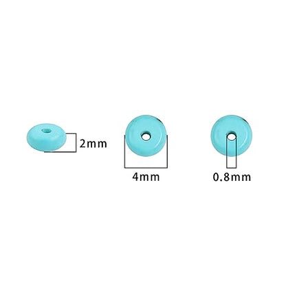 BEADIA Natural Blue Turquoise Spacer Beads Caps Rondelle Disk Loose Beads for Beading Jewelry Making 4mmx2mm 38cm - color: Blue Turquoise, size: Rondelle Disk 4mm x 2mm