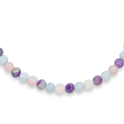 Bling Jewelry Simple Classic Hand Knotted Created Semi Precious Gemstone Round Ball 10MM Bead Strand Choker Collarbone Necklace Western Jewelry For Women Toggle Clasp 15 17 19 Inch - color: Multi Gemstones