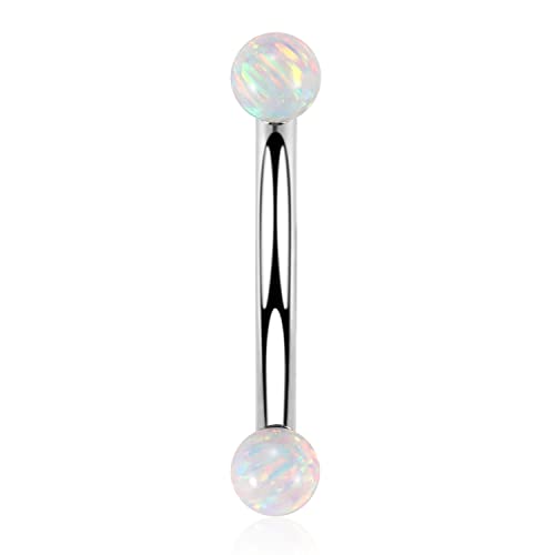 GAGABODY Titanium Eyebrow Jewelry - Curved Barbell & Labret Stud, 16g - Belly Button Ring & Cartilage Earring - Opal Bridge Jewelry - color: 1Pc-Silver+Ball Shape White Opal