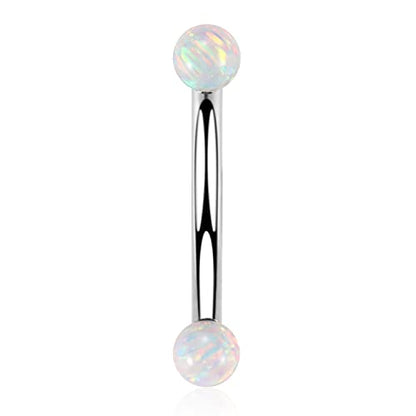 GAGABODY Titanium Eyebrow Jewelry - Curved Barbell & Labret Stud, 16g - Belly Button Ring & Cartilage Earring - Opal Bridge Jewelry - color: 1Pc-Silver+Ball Shape White Opal