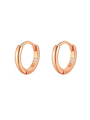 Mini Tiny Huggie Hoop Earrings Top Upper Ear Cartilage Forward Helix Cuff Plain Simple 925 Sterling Silver Gold 9mm 8mm 7mm 6mm 5mm Hoop Earrings - color: Rose Gold-8mm