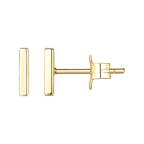 PAVOI 14K Gold Plated 925 Sterling Silver Tiny Stud Earrings for Women - Dainty Circle, Triangle, Bar Earrings - Hypoallergenic Minimalist Geometric Jewelry Small Gold Studs for Women - style: Bar