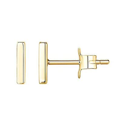PAVOI 14K Gold Plated 925 Sterling Silver Tiny Stud Earrings for Women - Dainty Circle, Triangle, Bar Earrings - Hypoallergenic Minimalist Geometric Jewelry Small Gold Studs for Women - style: Bar