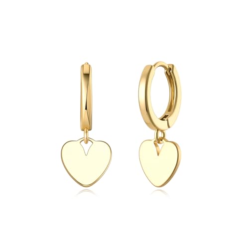 Earrings for Women 14K Gold Plated Huggie Hoop Dangle | Charm Drop,Dainty,Small,Simple,Lightweight,Hypoallergenic,Trendy,Everyday Jewelry,Gift - color: 03. Heart